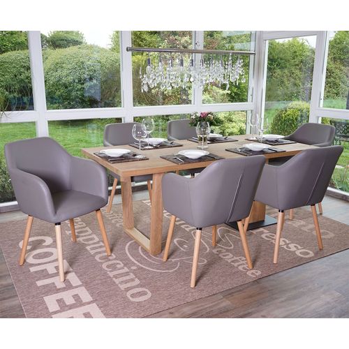 6x Chaise De Séjour / Salle À Manger Malmö T381 Style Rétro Des Années 50   Similicuir, Taupe