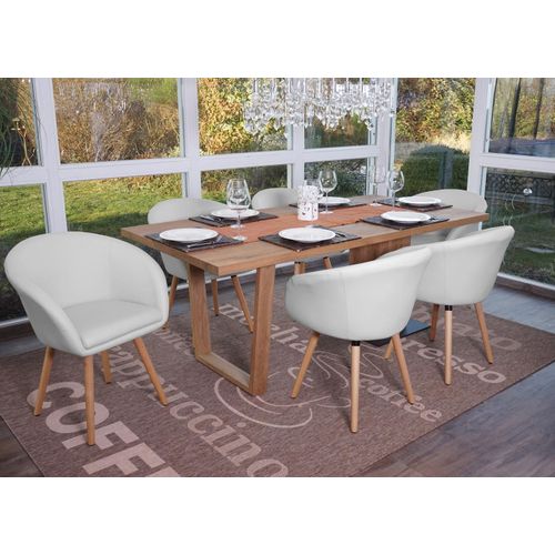 6x Chaise De Salle À Manger Malmö T633, Fauteuil, Design Rétro Des Années 50   Similicuir, Blanc