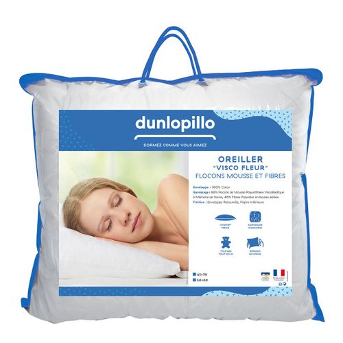 Dunlopillo | Oreiller Visco Fleur Ferme - 60 X 60 Cm