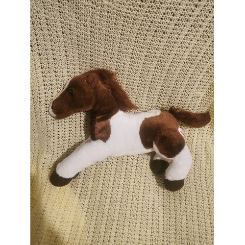 Peluche Doudou Cheval Marron Blanc Billes Aurora