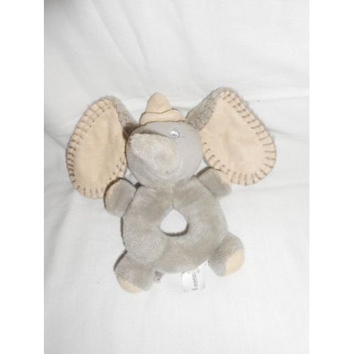 Peluche Hochet Grelot Bonnet Creme Ecru Beige Ivoire Doudou Elephant Gris Dumbo Disney Nicotoy Simba
