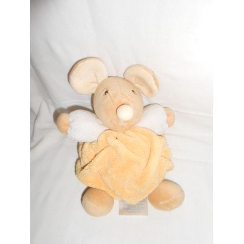 Doudou Kaloo Souris Boule Orange Jaune Beige Ecru Creme Ivoire Plume Peche 23cm