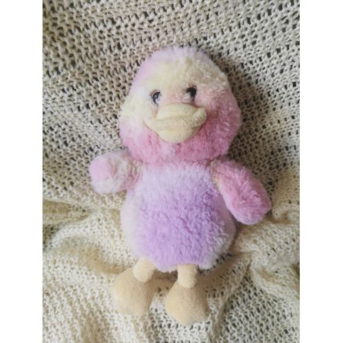 Peluche Doudou Canard Caneton Jaune Rose Violet Pastel Yeux Brillant Gipsy