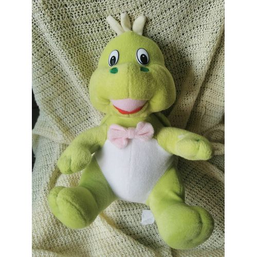 Doudou Peluche Tortue Assise Verte Blanc Noeud Rose Silvertoys