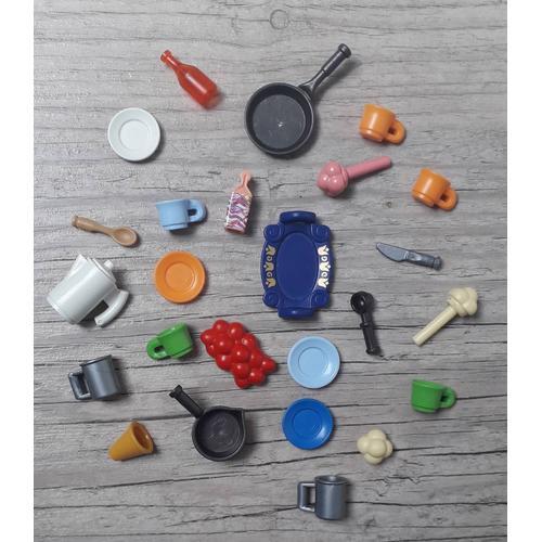 Lot Playmobil Vrac Dînette Vaisselle Ustensiles Aliments 25 Accessoires Pièces Détachées Variées