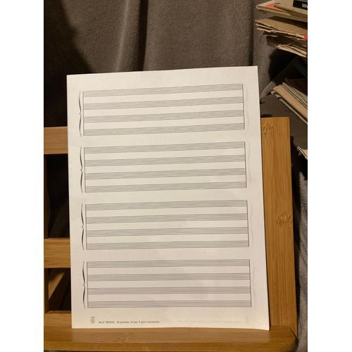 Papier Musique Systèmes 4 Portées Accolades Double Folio 24 Pages 23 X 30 In-4° Raisin