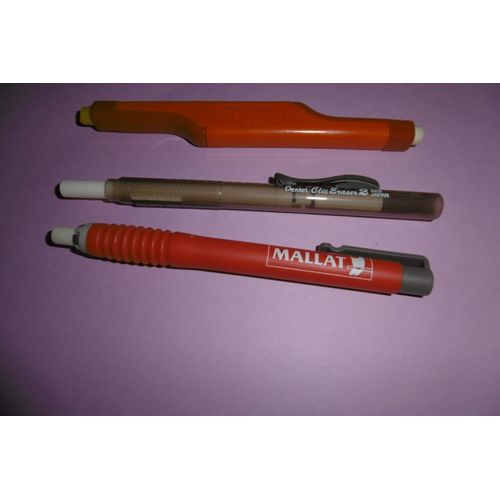 Lot De 3 Stylos Gomme Divers
