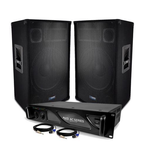 Pack Sonorisation - AUDIO CLUB 15 - Sono DJ Bass Reflex Enceintes Trapézoïdal à 3 voies 15"/38cm - 1400W - Amplificateur 1000W