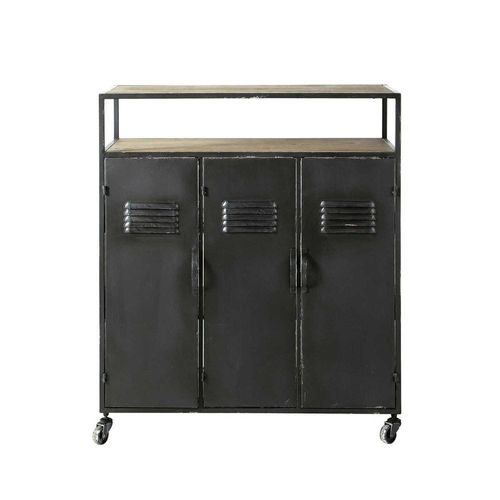 Meuble De Bar Industriel À Roulettes En Métal Gris Anthracite