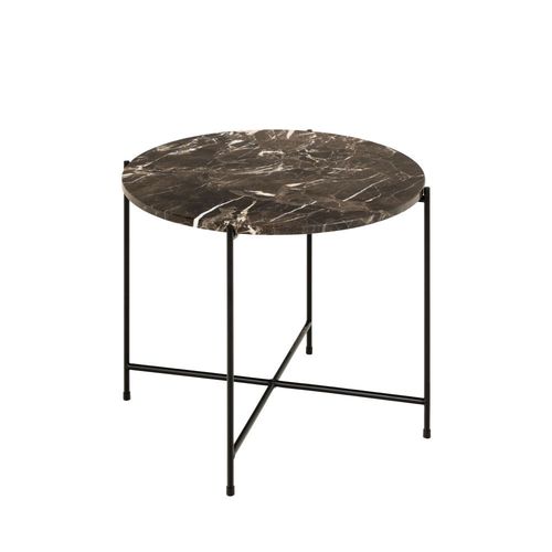 Drawer - Tangara - Table D'appoint Ronde En Marbre Ø52cm - Marron
