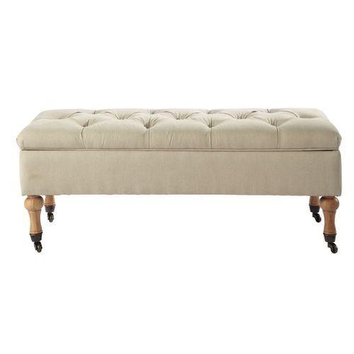 Banquette Coffre Beige À Roulettes