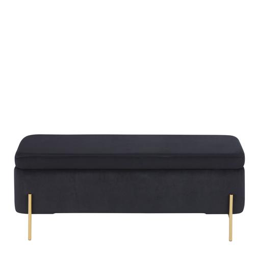 Banquette Coffre En Velours Noir Et Métal Doré