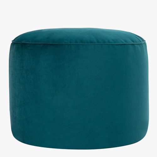 Pouf Repose-Pieds Rond Velours Bleu Canard