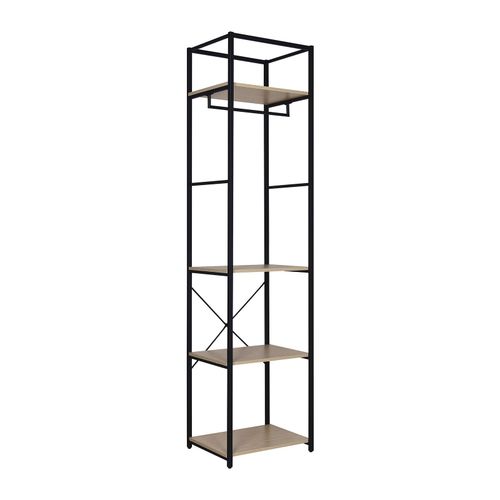 Portant Vêtements En Bois Et Métal L50 X H200cm Noir