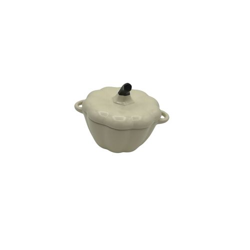 Lot De 6 X Mini Cocotte Blanche En Forme De Courge Avec Couvercle 11 X 9,5 Cm Hobbytech