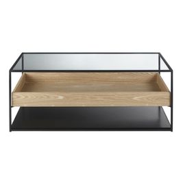 Table Basse En Verre Trempé Et Métal Noir