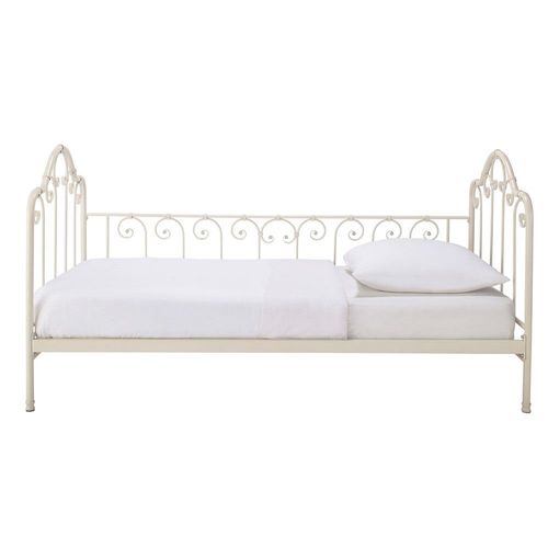 Lit Banquette 90x190 En Métal Ivoire