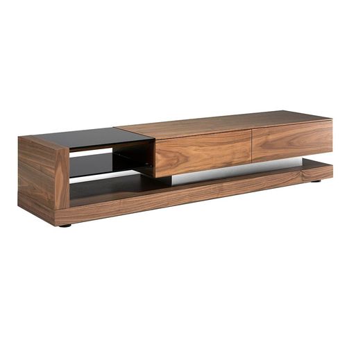 Meuble Tv En Noyer Et Vitrail Noir