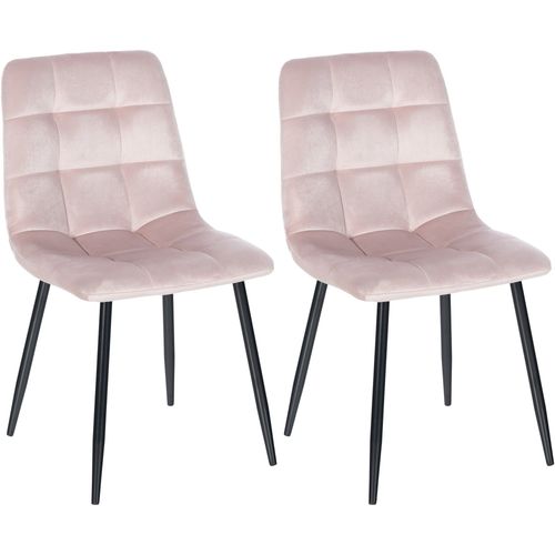 Lot 2 Chaises Avec Pieds En Métal Assise En Velours Rose