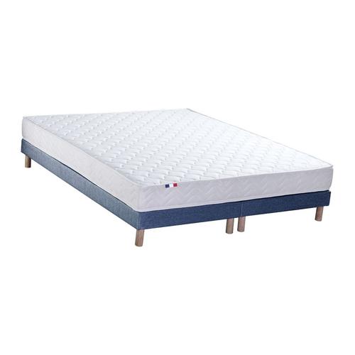 Ensemble Matelas Accueil Latex 3 Zones Sommier Bleu 160x200