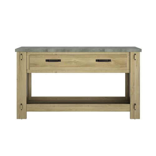 Console 1 Tiroir Effet Bois Chêne Clair Finition Laquée Noire
