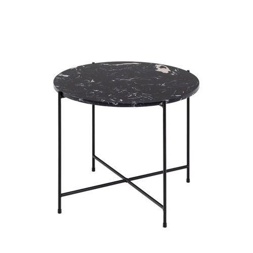 Drawer - Tangara - Table D'appoint Ronde En Marbre Ø52cm - Noir