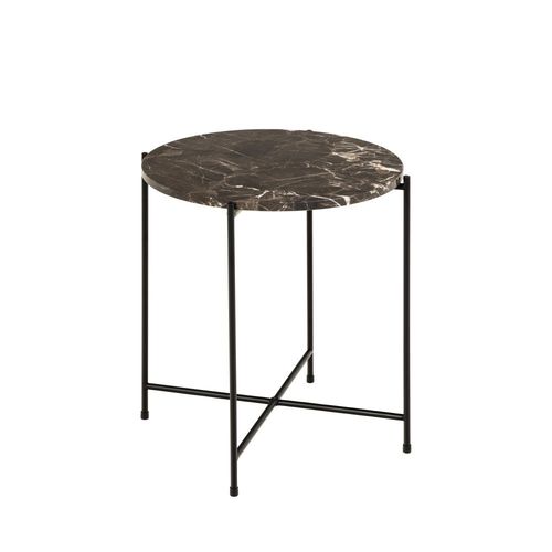 Drawer - Tangara - Table D'appoint Ronde En Marbre Ø42cm - Marron