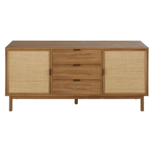 Buffet 2 Portes 3 Tiroirs Cannage En Rotin