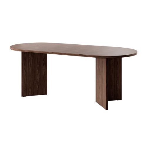 Table À Manger Effet Noyer Marron 204x90 Cm
