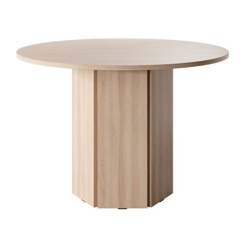 Table À Manger Ronde Aspect Bois De Chêne Beige, 110x75 Cm