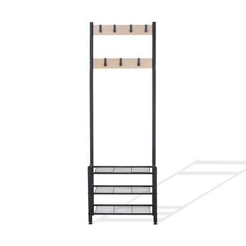Meuble D'entrée Avec 3 Étagères En Aggloméré Et Métal Noir Et Beige