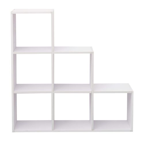 Bibliothèque En Échelle Avec 6 Cubes En Mdf Blanc
