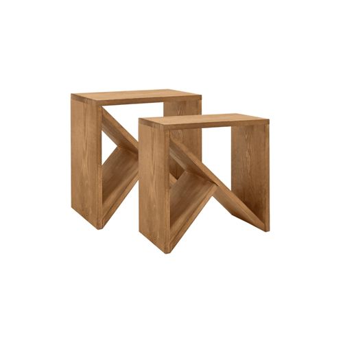 Ensemble 2 Tables De Chevet En Bois De Pin Vieilli 40x40cm