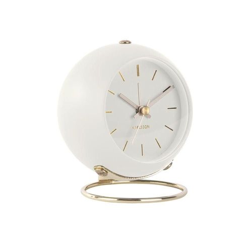 Réveil globe métal blanc