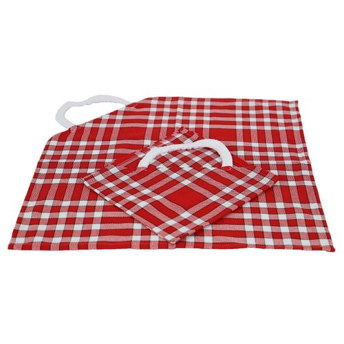 Lot De 2 Bavoirs Coton Carreaux Vichy Normand Rouge 50x50