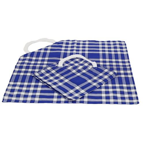 Lot De 2 Bavoirs Coton Carreaux Vichy Normand Bleu 50x50