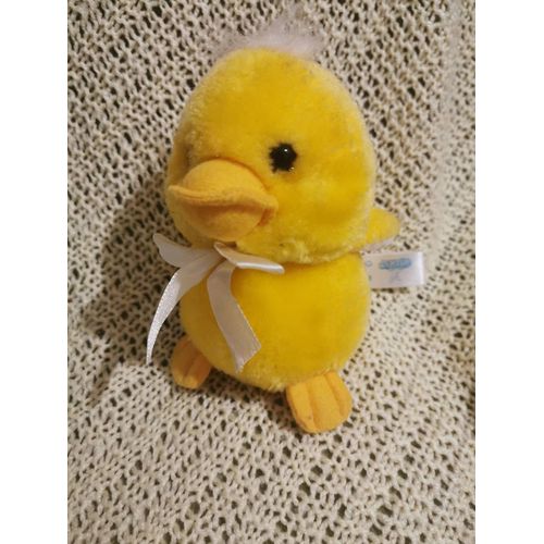 Peluche Doudou Caneton Jaune Orange Ruban Gipsy