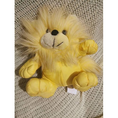 Doudou Peluche Lion Jaune Toile De Parachute Crinière Type Puffalump Silvertoys