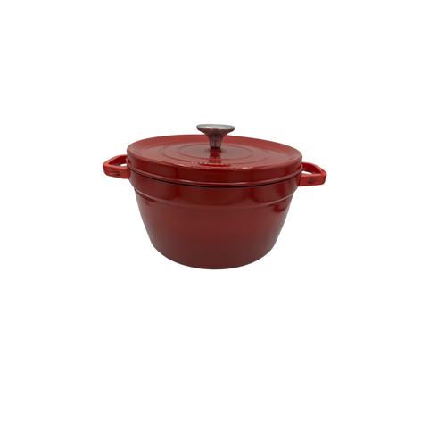 Rouge Cocotte En Fonte Émaillée Avec Couvercle 35,8 X 35,5 X 24,5 Cm