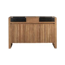 Meuble Salle De Bain En Teck Et Vasques Noir L140cm