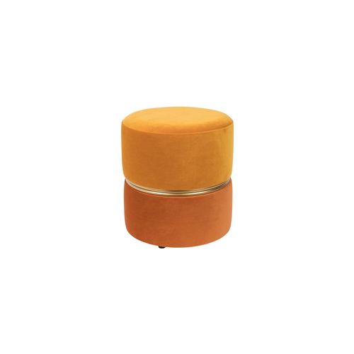 Pouf Rond 35x39 Cm En Velours Jaune - Bulby