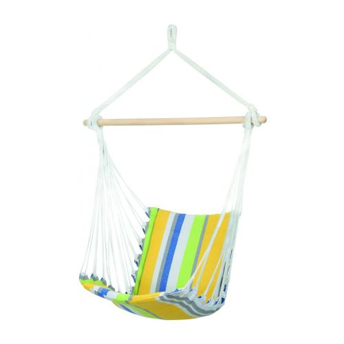 Chaise Hamac Suspendu En Tissu Rayé Vert Et Jaune
