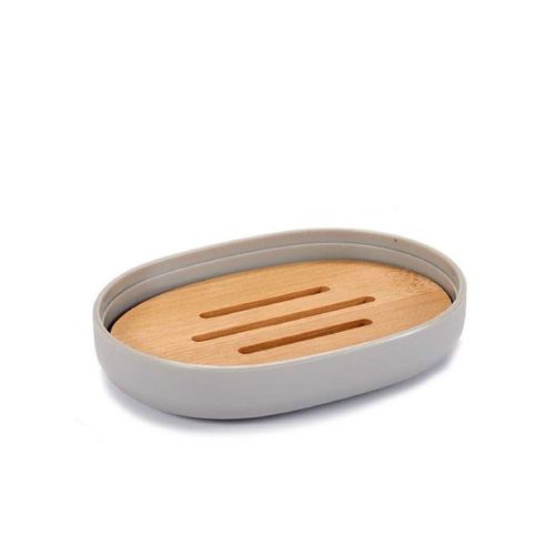 Porte savon gris et bambou