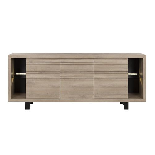 Buffet Bas 3 Portes Pieds En Métal Noir L220cm