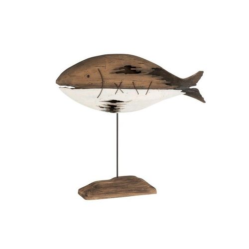 Poisson paulownia marron foncé/blanc H55cm