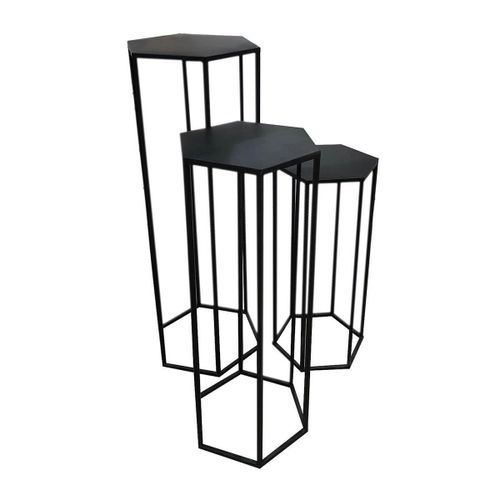 Lot De 3 Sellettes Gigognes Métal Noir
