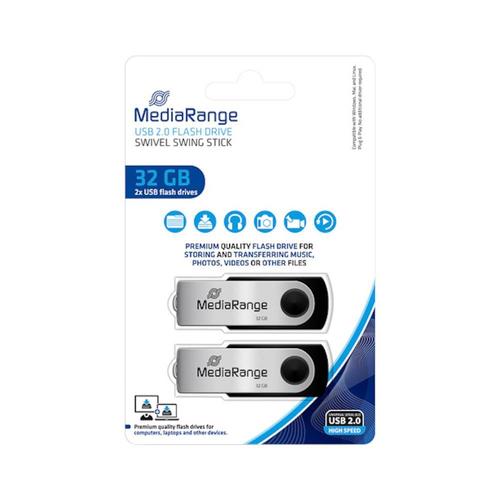 MediaRange MR911-2 - Clé USB - 32 Go - USB 2.0 - noir, argent