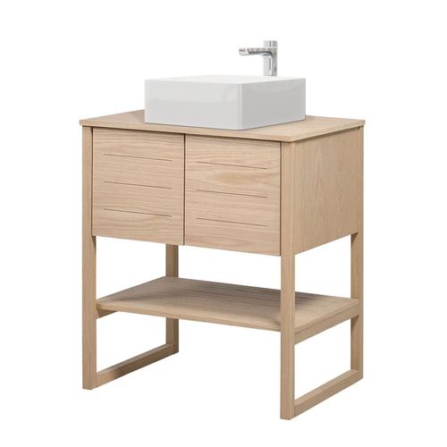 Meuble Salle De Bain Chêne Naturel 70 Cm + Vasque Carrée 36 Cm