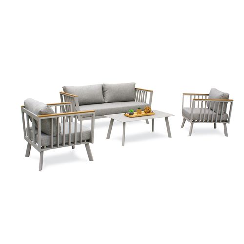 Salon Bas De Jardin Napoli Dcb Garden Aluminium Gris 5 Personnes
