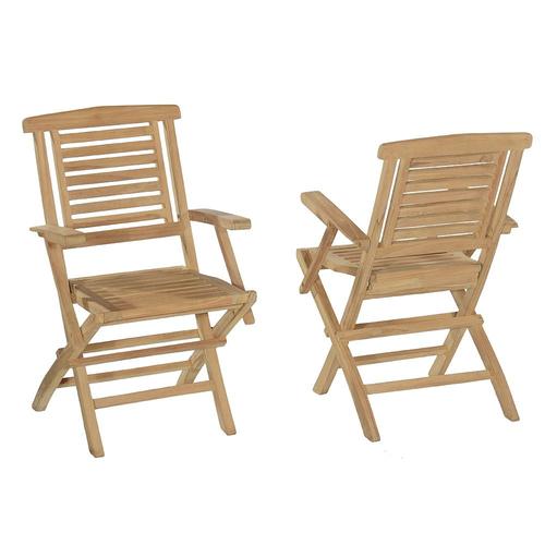 Fauteuils De Jardin Pliants En Teck Massif (Lot De 2)